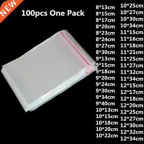 100pcs Clear Plastic Self Aesive Bag Self Sealing Jewelry