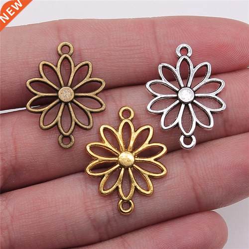 WYSIWYG 20pcs 25x19mm 4 Colors Charms Flowers Connector Vint