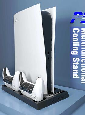 For PS5 Vertical Stand With Cooling Fan Base Dual Controller