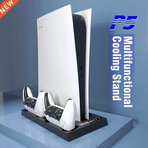 For PS5 Vertical Stand With Cooling Fan Base Dual Controller