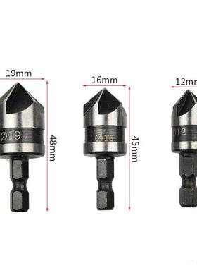 3Pcs/set 90 Degree 1/4 Hex Shank Countersnk Drll Bt 5 Flu