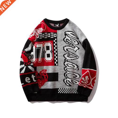 New Hip Hop Men and Women Round Neck Pullover Loose Printed