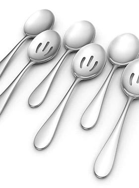 Large Serving Spoons Set Of 6 -Stainless Steel Mirror Polish