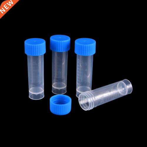 10 Pcs 5ml Chemistry Test Tubes With Caps Plastic Sample Bot