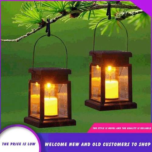 1pc Solar Lamps Hanging Candle Lantern Outdoor Candle Effect