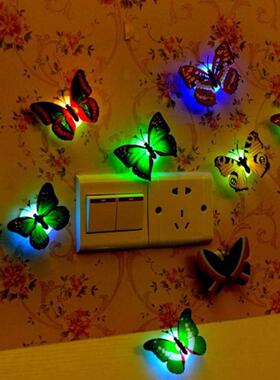 Colorful LED Nigh Lights Butterfly Shape Wall Paste Home Dec