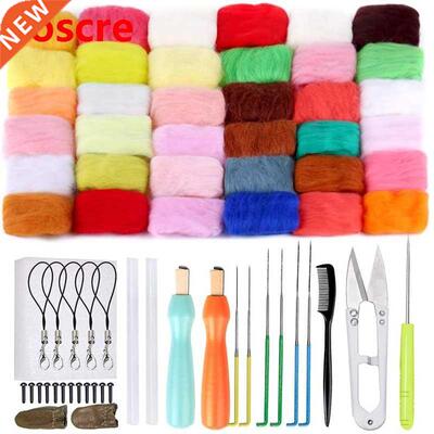Needle Felting Kit 6 Colors Wool Roving Fabric Materials D