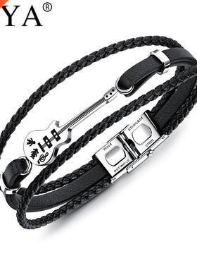 V.YA Multilayer Genuine Leather Guitar Man Bracelets Class