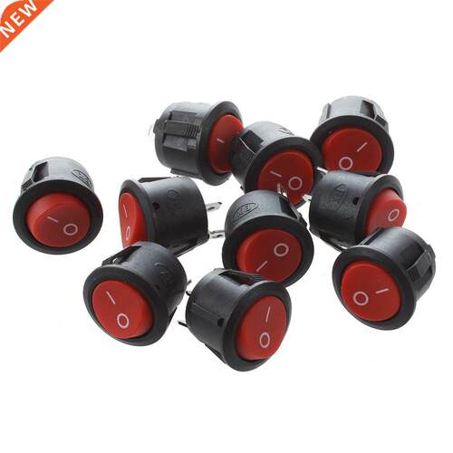 Red Round Button 2 Pin SPST On/Off Rocker Switch AC 125V/10A