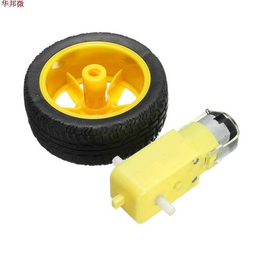 DC -6V Gear Motor + 65 x 26mm Plastic Tire Wheel For Smart