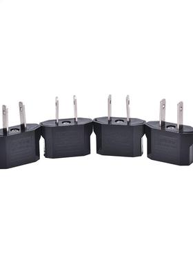 4pcs Blck EU to US C Power Plug Trvel Converter dpter E