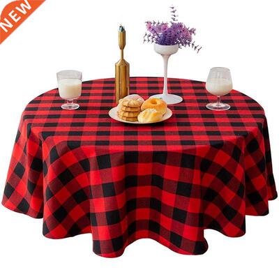 55 Inch Buffalo Plaid Round Tablecloth Checkered Round Table