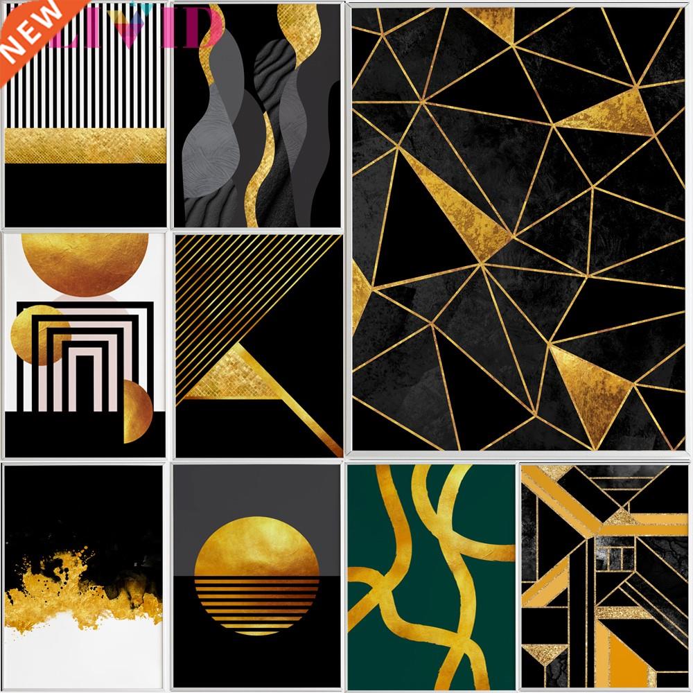 Gold Texture Geometric Poster Abstract Wall Art Canvas Pain