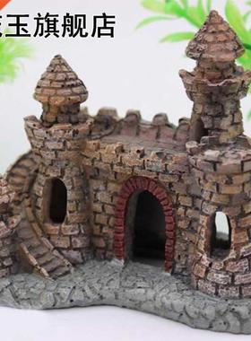 Gray Ruins Castle Aquarium Ornament Fish Tank Decoration Ret