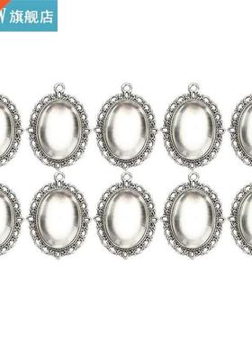 10 Sets Glass Patch Pendant Oval Trays Glass Cabochon Clear