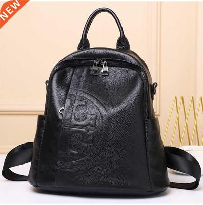 2022 Women Travel Leather Backpack Real Cowhide Backpack Fem