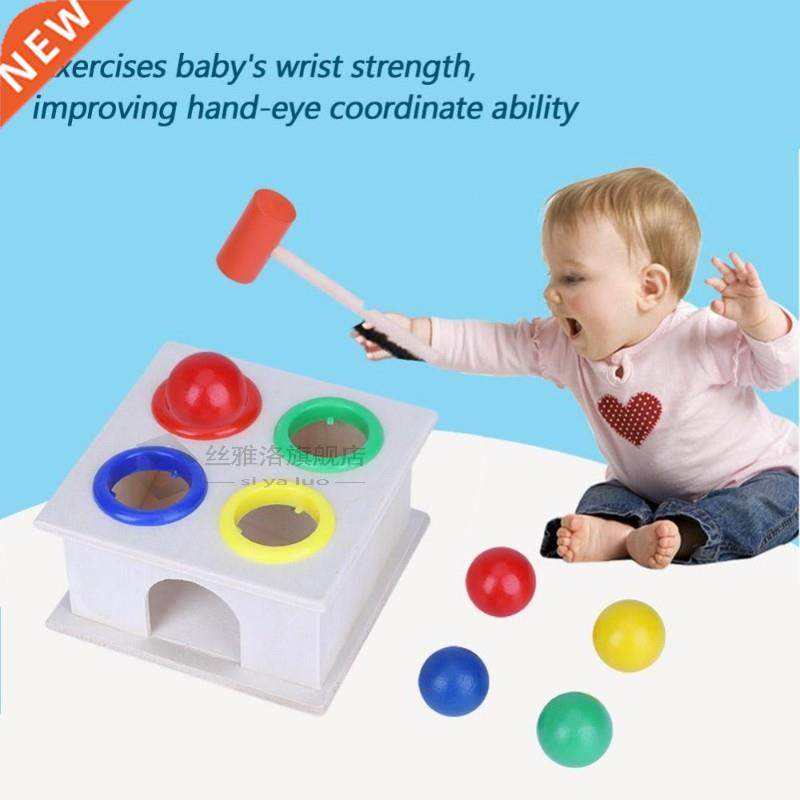 Kids Noise Maker Wooden Hammer Toy Baby Colorful Hammering
