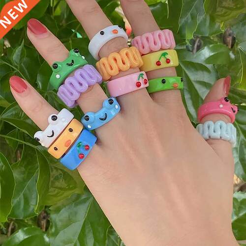 2021 Acrylic Frog Ring Resin Rings for Women Girls Cute Anim