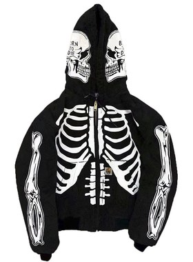 EOENKKY Men's Fashion Hi Street Cardigan Hoodies Skull Paint