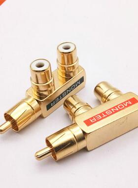 Copper Gold-Plated Lotus One Divided Into Two RCA Male To 2r