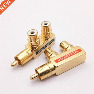 Copper Gold-Plated Lotus One Divided Into Two RCA Male To 2r