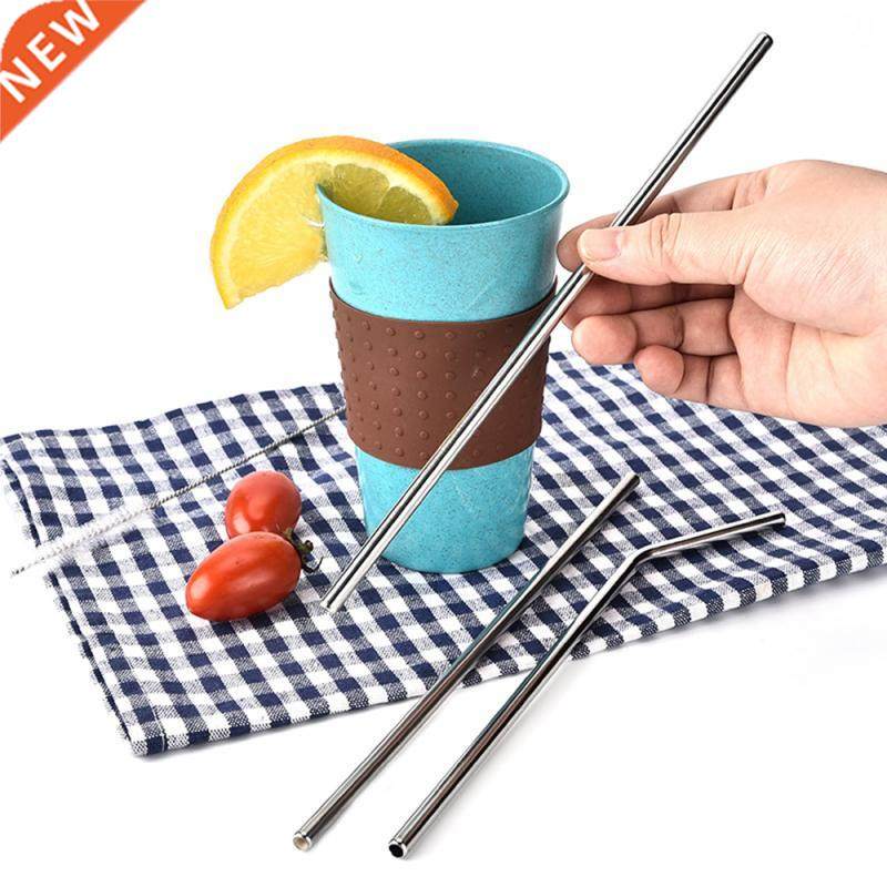 3pcs Reusable Washable Stainless Steel Straws Straight Bent