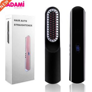 Hair Straightener Brush Rechargeable Battery LCD Electric Me