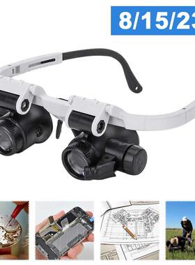 2022 8X/2X Double Eye LED Lamp Magnifier Spectacles Glasses