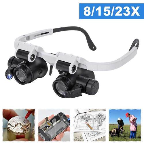 2022 8X/2X Double Eye LED Lamp Magnifier Spectacles Glasses