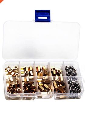 136pcs M4 Flat Head Cap Hex Screws Bolt Brass Nuts Washers S