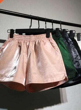 Spring Elastic High Waist Shorts Women Casual Setwear Bright