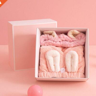 2-pcs Hair Drying Towel Quick-drying Coral Fleece Shower Cap