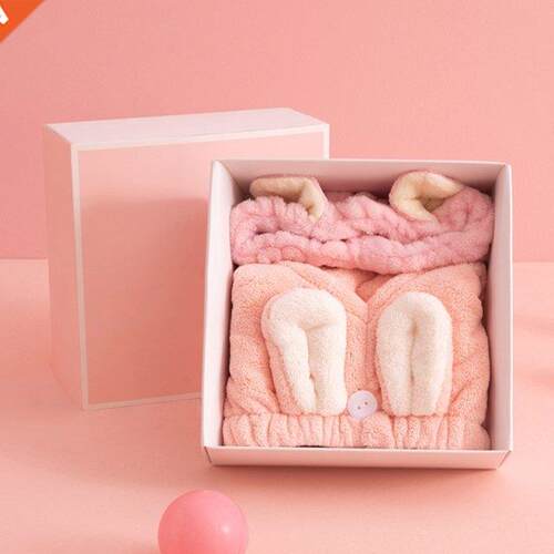 2-pcs Hair Drying Towel Quick-drying Coral Fleece Shower Cap