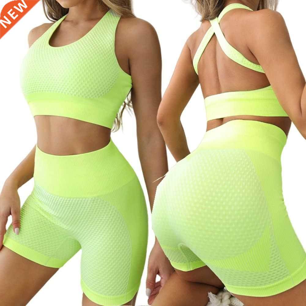 2PCS Women Yoga Set Workout Sportswear Gym Clothing Fitness
