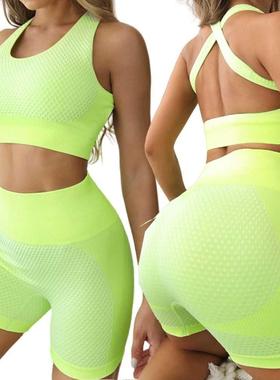2PCS Women Yoga Set Workout Sportswear Gym Clothing Fitness