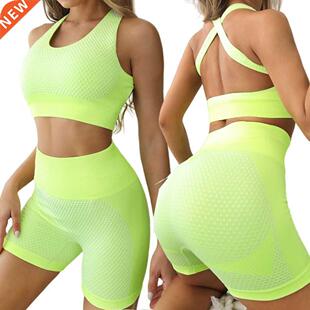 2PCS Women Yoga Set Workout Sportswear Gym Clothing Fitness
