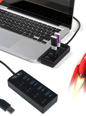 4 Ports USB 3.0 Hub Adapter on/off Swtch For PC Laptop