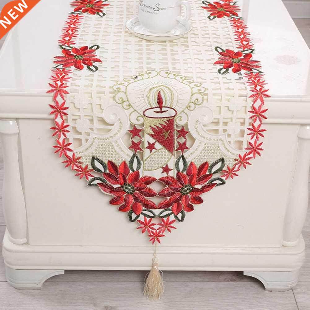 Christmas Tablecloth Vintage Embroidered Floral Lace Dining