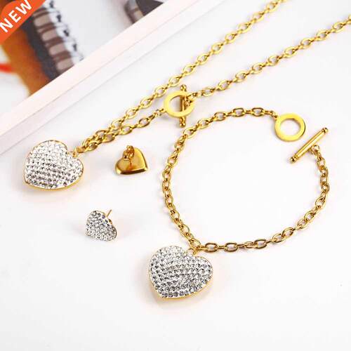 OUFEI Stainless steel Jewelry Woman Set Heart Necklace Earri