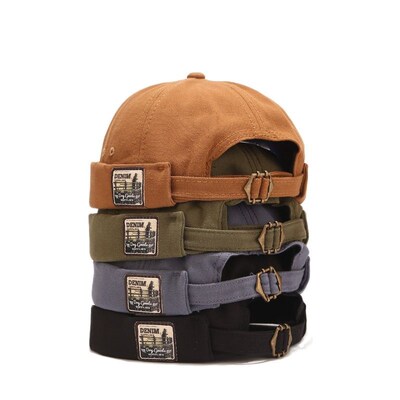 Vintage Docker Cap Brimless Hat Breathable Beanie Hats Cotto