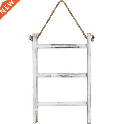 Wall-Hanging Towel Ladder Rustic Whitewashed Wood Countertop