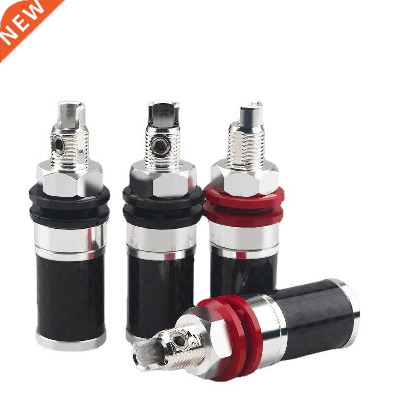 4Pcs Red Copper Binding Post Silver Plated Carbon Fiber Ampl