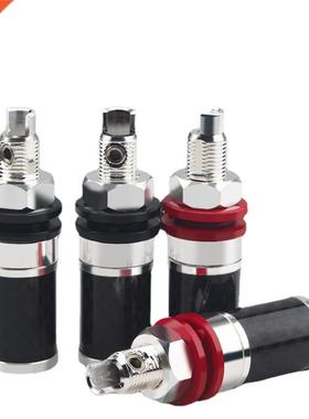 4Pcs Red Copper Binding Post Silver Plated Carbon Fiber Ampl