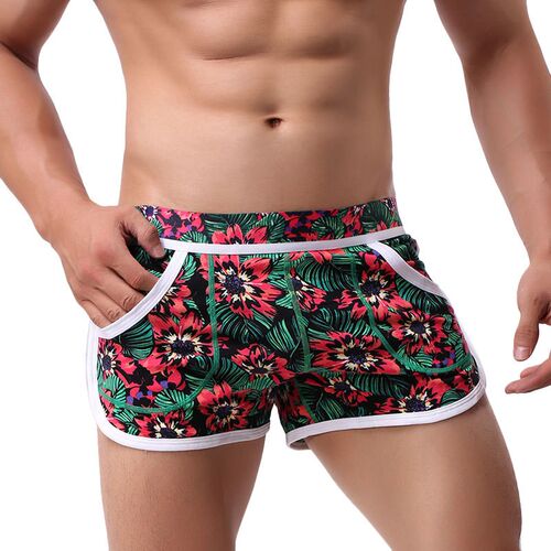 Mens Shorts Tribute Cotton Men Homewear Flower Print Cuecas