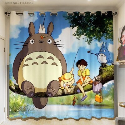 Cartoon Totoro Curtains For Kids Living Room Bedroom
