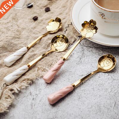 Ceramic Handle Tea Coffee Mixing Spoon Flowers Design Spoon