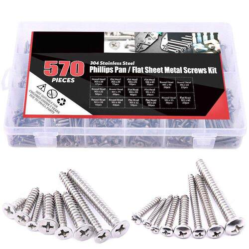 570 Piece M 3 4 5 6 Phillips Round Flat Head Self Tapping Sc