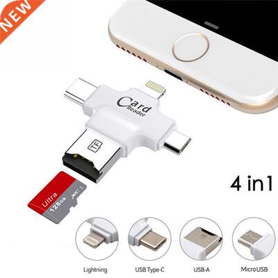 4 in 1 iOS Micro USB Type C OTG Micro SD TF Card Reader for