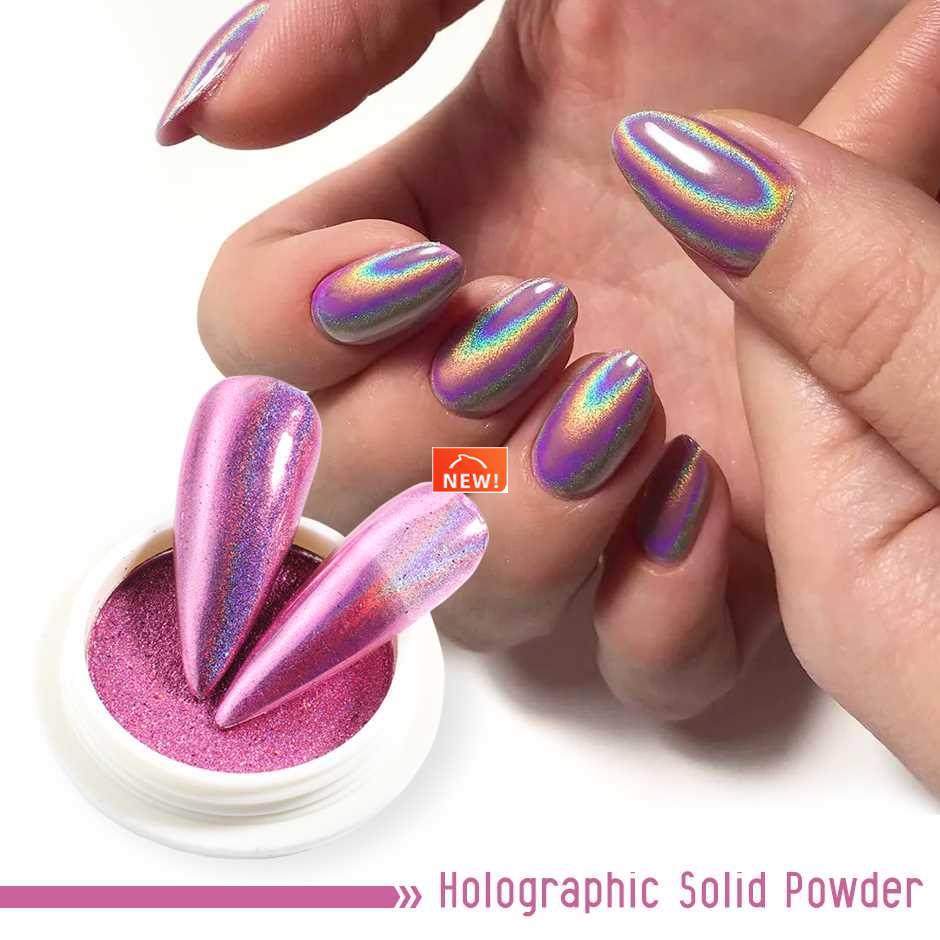 holographic solid mirror nail glitter laser metallic rubbing