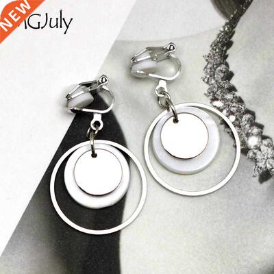 Natural Shell Geometric Clip On Earrings Without Piercing M